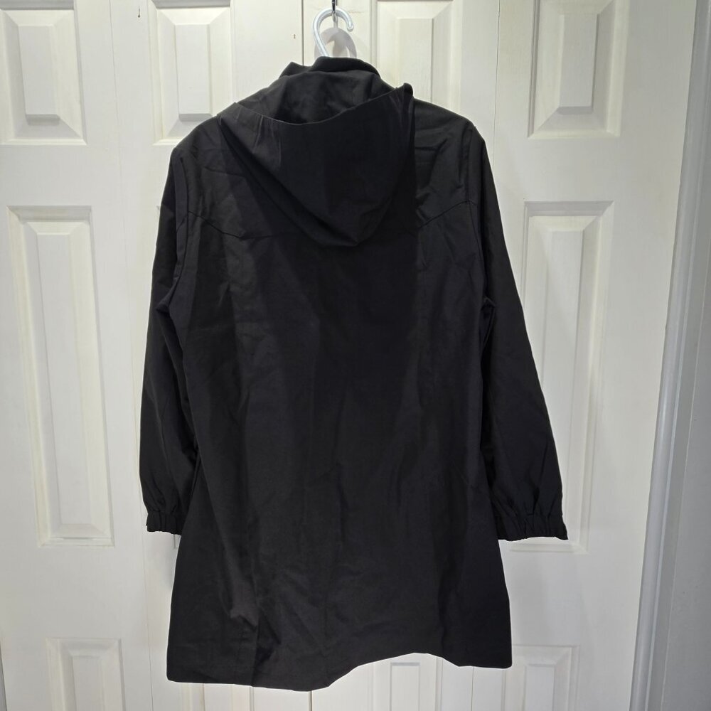 NWOT | Black Mid-Length Hooded Performance Spring Jacket Gold Hardware | XL - Picture 3 of 7